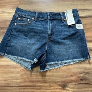 No Boundaries Blue Jean Shorts with Frayed Hem